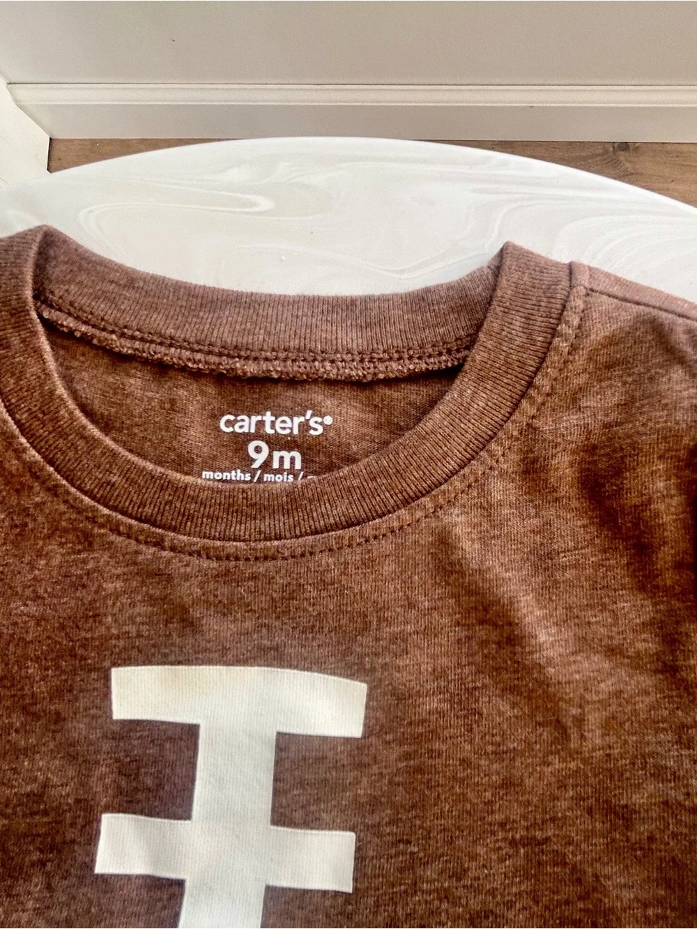 Carter's baby boy newborn Brown Football Graphic Long-Sleeve One-Piece onesie
